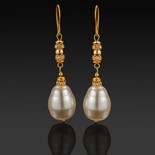 Large seashell pearl earrings