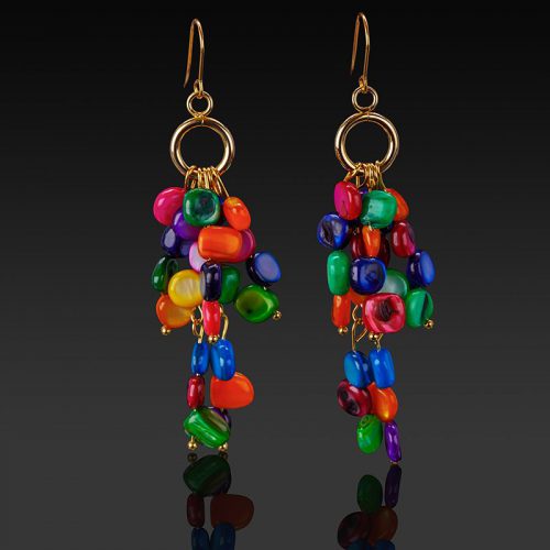 Double colored seashell waterfall earrings