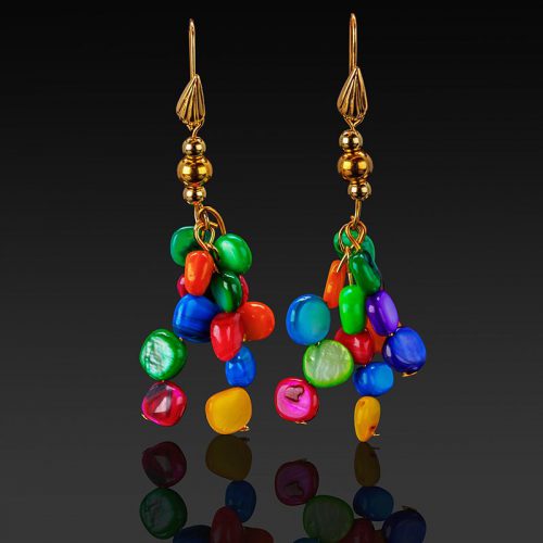 Colored seashell waterfall earrings